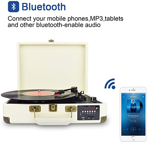 DIGITNOW! Bluetooth Platine Vinyle,Retro LP Platine 3 Vitesse avec Haut-parleurs Intégrés,Portable Tourne-Disque Vinyle… - Les Beatles, Paul McCartney, John Lennon, RIngo Starr, George Harrison DIGITNOW! Bluetooth Platine Vinyle,Retro LP Platine 3 Vitesse avec Haut-parleurs Intégrés,Portable Tourne-Disque Vinyle… – Image 3