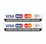 Paquete de 2 pegatinas autoadhesivas pequeñas de 14 cm x 3 cm, tarjeta de crédito y débito W51R Business Shop, tarjeta de débito y crédito