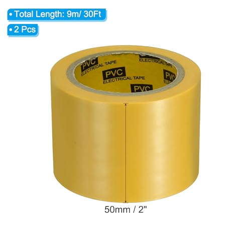 Image of PATIKIL Corrosion Protection Pipe Tape, 2 Pcs 30 Ft x 2 Inch PVC Insulation Wrap Duct Tape Self Adhesive for Metal Electrical Piping Drain Pipe Electrical Wires HVAC Duct, Yellow
