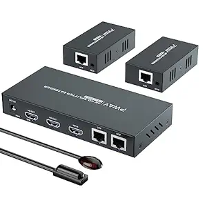 HDMI Extender Splitter 60m/196ft?Support 4K@60Hz Resolution, Loop Out, IR Control, and POC Function via Cat5e/Cat6/Cat7 Cable