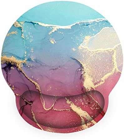Ergonomic Mouse Pad with Wrist Rest Support Gel, ArtSo Non Slip Rubber Base Pad Computer PC Laptop Women Men Mousepad for Home, Office, Gaming, Working Easy Typing, Pain Relief, Purple Marble