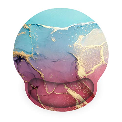 ARTSO Ergonomic Mouse Pad with Wrist Rest Support Gel, Non Slip Rubber Base Pad Computer PC Laptop Women Men Mousepad for Home, Office, Gaming, Working Easy Typing, Pain Relief, Colorful Marble
