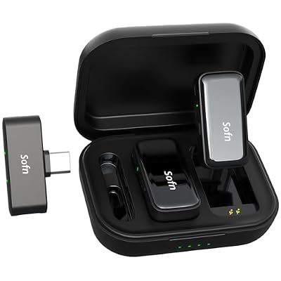 Sofn Wireless Lavalier Microphone for iPhone Android,Mini Mic with Charging Case
