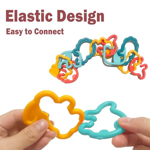 Image of Baby Links Rings Toys for Car Seat Stroller 24 PCS Animal Connecting Chain Rings Early Learning Toys for Toddlers