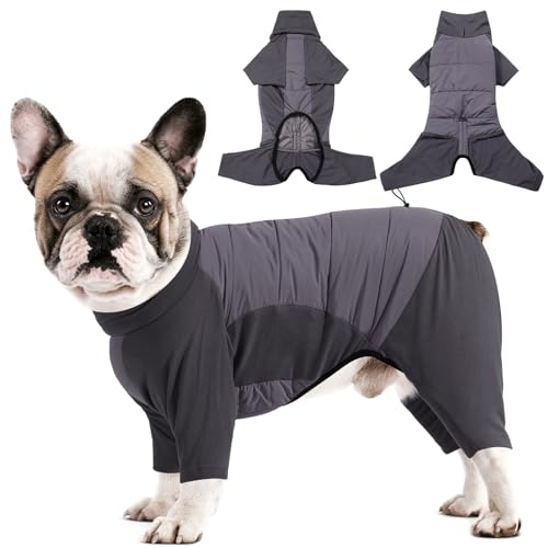 Dotoner Winter Hundemantel mit Beinen, Elastischer Wasserdicht Hundejacke Hund-Overall Fleecefutter Warm, Winddichte Hund Wintermantel mit Geschirrloch für kleine, mittelgroße und große Hunde