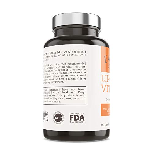 Liposomal Vitamin C | Made With Organic Ingredients | 1400Mg Per Serving | 180 Capsule - 90 Serving | China Free | Non Gmo | Fat Soluble - High Absorption Antioxidant | Immune System Support #TOP3