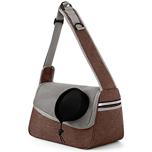 ALLSOPETS Dog Sling Carrier for Small Dogs Cats, Breathable Puppy Sling, Adjustable Shoulder Strap with Side Pocket