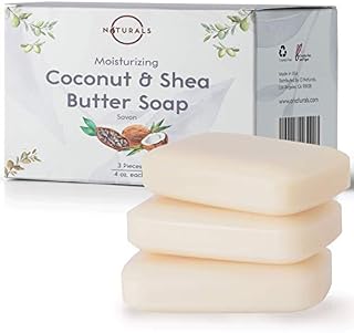 O Naturals 3 Piece Moisturizing Organic Coconut Oil, Shea Butter Bar Soaps. Softens