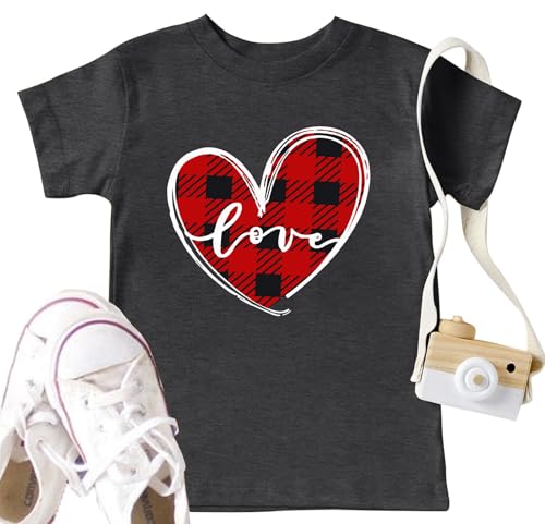 Image of LAZYCHILD Kids Valentine Shirt Girls Valentines Day Shirts Heart Graphic Long Sleeve Striped Tee Tops 5-14 Years