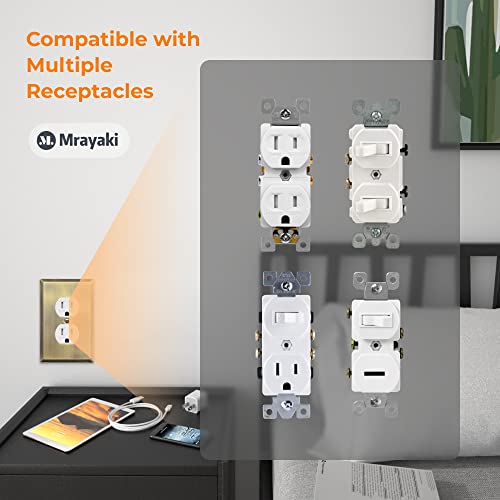 Mrayaki Wall Plate, Metal Duplex Outlet Covers, Light Switch Cover - Decorative Outlet Cover Plate Variety Of 13 Styles: Decorator/Duplex/Toggle/Combo, Antique Brass (Single Duplex 4 Pack) #TOP4