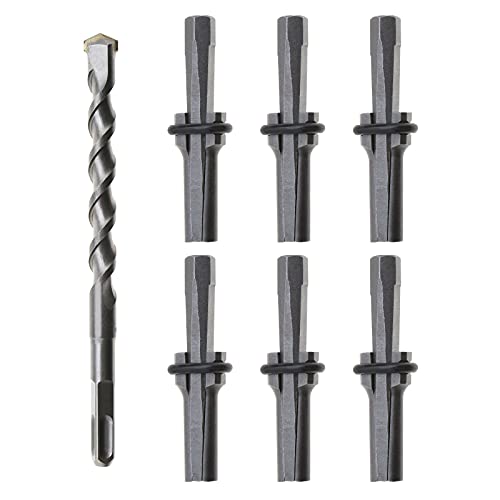 eMagTech Juego de 7 piezas de 16 mm de pluma, cuñas de 5/8 pulgadas, divisor de piedra de hormigón, mármol, piedra de roca, herramientas manuales de 16 x 200 mm de broca de martillo rotativo Cover