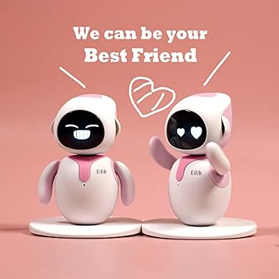 ENERGIZE LAB Eilik Touch Interactive Toys, Cute Robot Pets with Abundant Emotions. Idle Animations&Mini-Games, Unique Gift for Girls & Boys. Support Update.(Blue + Pink Combination)