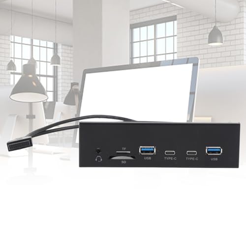 Hamwesh Hub USB C, 6 Puertos Hub USB Interno de 5 Gbps con 2 Puertos A y 2 C y Lector de Tarjetas, 3. Gen con Entrada de Micrófono para Caja de Computadora PC - imagen 5