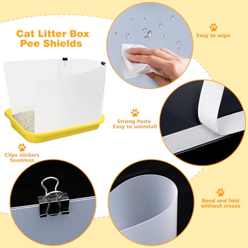 HolyMaji 6 Pcs Cat Litter Box Pee Shields, Cat Litter Box Splash Guard for Open Top Litter Pan | Frosted | Easy Clean | 14.5\"×11.5\" (Litter Box Not Included)