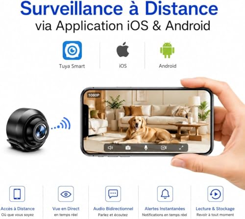 Camera Espion, Mini Caméra de Surveillance WiFi HD 1080P, avec Vision Nocturne Détection de Mouvement, Accès à Distance et Enregistrement Continu,Sans Fil Micro Caméra pour Voiture/Maison/Enfants – vue 3