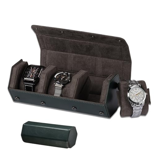 YUKAM Watch Travel Case for Men: 3 Slot Watch Box Organizer Displ...