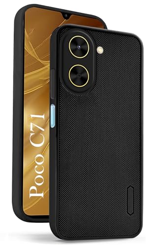 Image of Jkobi Back Cover Case for Poco C71 (Textured Grip Design | Micro-Fiber Cloth Inside | Slim and Light Weight | Soft Touch and Feel | Black)