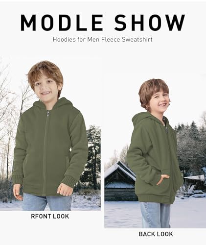 Image of GEEK LIGHTING Boys Sherpa Lined Hoodie Kids Fleece Sweatshirt Full Zip Hooded Jacket