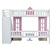 MERITLINE Twin Loft Beds with Storage Stairs and Desk, Wooden Castle Shaped Twin Over Twin Bunk Bed with Changeable Desk, Bunk Bed with Storage Drawers for Kids, Pink