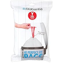 Brabantia IdealFit Bin Liners Size Y/20 Litre Ideal Quality Thick Plastic Trash Bags with Tie Tape Drawstring Handles 40 Bags