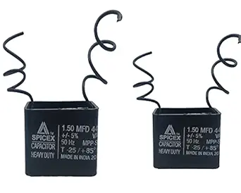 SPICEX (Sigmaa) Wall Fan Capacitor 1.5 uf Box Type Black Colour (2pcs set)