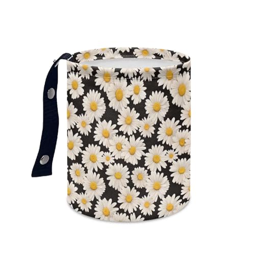 Image of White Daisy Florals Car Trash Storage Box Multifunctional Garbage Bags for Car, Office, Home, Travel Camping Accessories, Keep Tidy