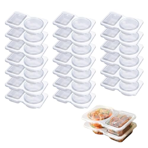 deegbbyi 20 Piezas Recipientes Doble Compartimento, Recipientes Portátiles para Salsas y Aperitivos, Contenedores Reutilizables con Tapa Hermética, Ecológicos para Picnic, Oficina y Escuela