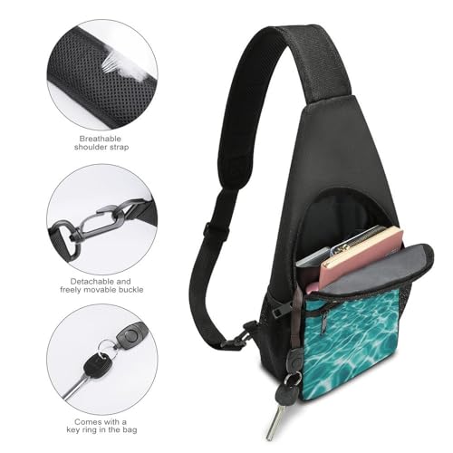 Mochila tipo sling para deporte y senderismo Azul Aqua miniatura 4