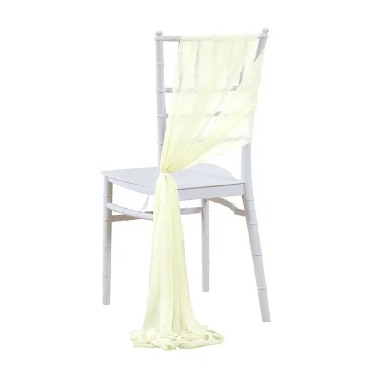 LUHYSU 10/50 pcs as Chiffon Chair Sashes Wedding Chair Decoration for Aisle Party Banquet Event,17x275cm long-cream-10 pc — image 1