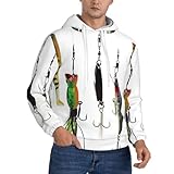 PQruop Sudadera con capucha para hombre con estampado de cebos de pesca, con cordón, una cálida sudadera con capucha., Negro, S