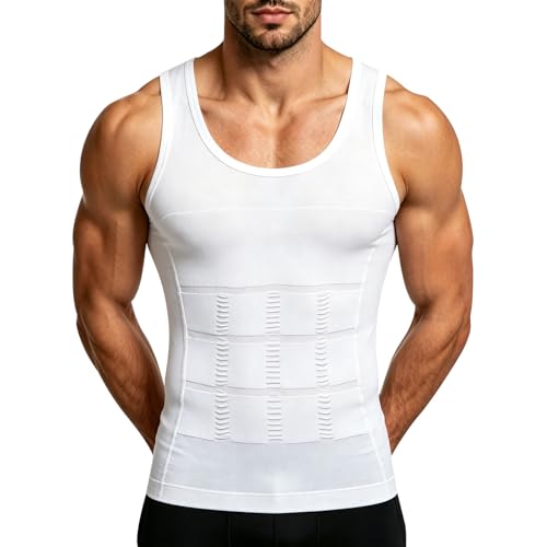 ABOHU Armilla de Compressió Home, Samarreta de Compressió Home, Faixa Reductora, Camisa de compressió Slim, Samarreta sense mànigues aprimadora, Reductora Tirants, Elàstica de Roba Interio Grandària L-XXL