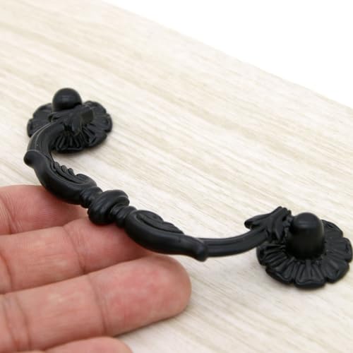 6 PCs Vintage Black Drawer Pulls Handles - Furniture & Cabinet Metal Bail Pull (Length 4-1/4 Inches) - Image 6