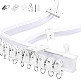 👍 Lieferumfang: 1 x 5 Meter flexible Vorhangschiene, 40 x Laufrollen, 40 x Eisenhaken, 15 x Schnappdeckenhalterungen, 4 x Endabdeckungen