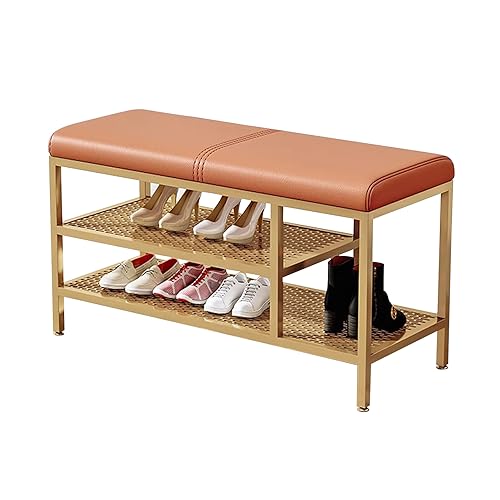 Solution peu encombrante banc à chaussures entrée doré chic