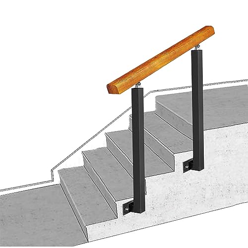 Barandilla de escalera de hierro forjado ajustable para exteriores de 1 a 3 escalones sólidos