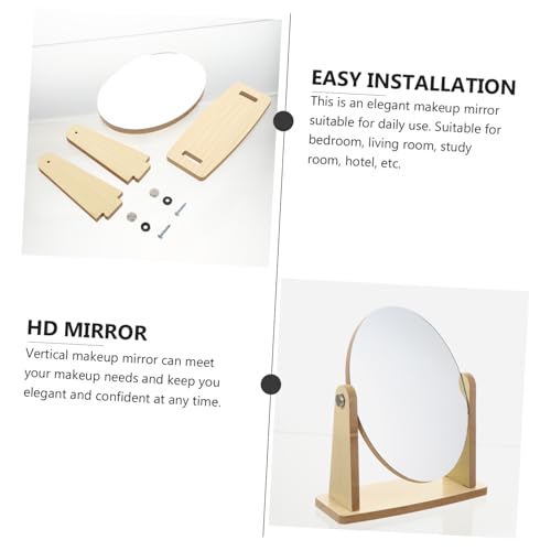Espejo de tocador plegable de bambú portátil para maquillaje miniatura 7