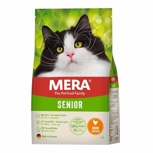 MERA Cats Senior Huhn (2kg), Trockenfutter für Sensible Katzen, getreidefrei & nachhaltig, mit hohem Fleischanteil