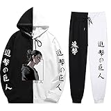 XSLGOGO Attack on Titan Kapuzen Sweatshirt Hosen Sets Eren Jaeger 2 Stück Set Anime Gedruckt Pullover Jogginghose Anzüge Unisex