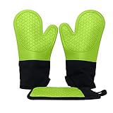 Ecoberi Oven Mitt and Pot Holder Set - Heat Resistant Silicone, Non-Slip Grip, Cotton Lining, Cook,
