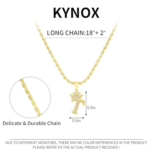 KYNOX A-Z Initial Necklace 14K Gold Pendant for Men Women, Letter Necklace Everyday Minimalist Accessories Hip Hop Alphabet Name Jewelry Mom Gifts — view 3