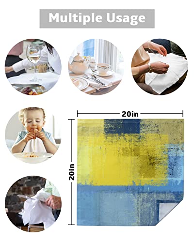 Kitchen Dinner Napkins Set Of 6, Abstract Painting Cloth Napkins Reusable Washable Table Napkins For Weddings Cocktail Parties Holiday Table Decor Modern Yellow Blue Ombre Geometry #TOP4