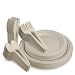 Fuyit 125Pcs Disposable Dinnerware Set, Compostable Sugarcane Cutlery Eco-Friendly Tableware - Microwavable Biodegradable Paper Plates, Forks, Knives and Spoons Combo for Party, BBQ, Picnic(Natural)
