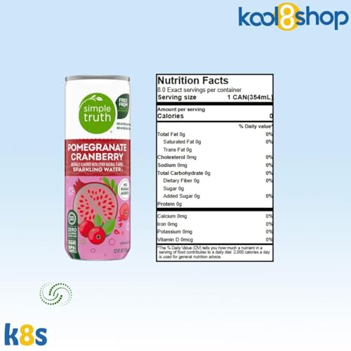 Simple Truth Pomegranate Cranberry Sparkling Seltzer Water 12 fl oz Aluminum Can 16 Pack + 1 Reusable Can Kit by KOOL8SHOP Infinite Deals