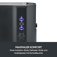 Severin Toaster Langschlitz, 4 Scheiben mit integrierten Brötchenaufsatz, 2 Langschlitz-Röstschachte, verschiedene Aufwärmstufen, 1.400 W, Schwarz Matt, AT 2591, Mattschwarz – Ansicht 4
