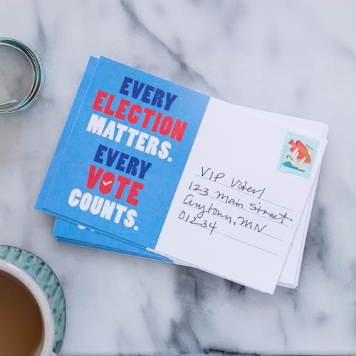 Every Election Matters Voter Postcards - Blank 4x6 Voter Postcards (100 Pack), Blue