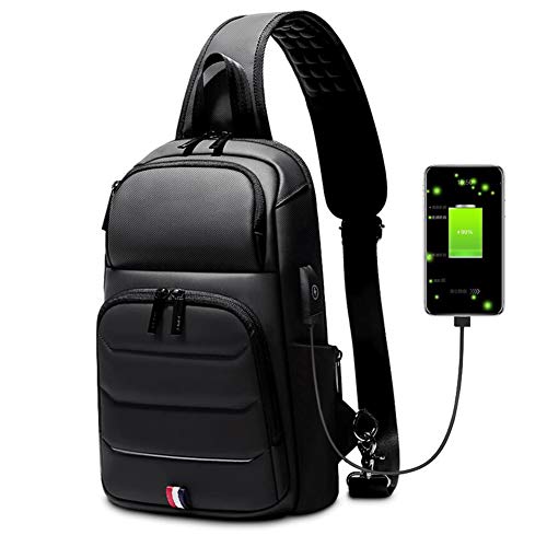 Sling Backpack for Men Waterproof Shoulder Crossbody Bag Chest Bag with USB Charging Port Small Sling Bag Fits 9.7 Inch Ipad