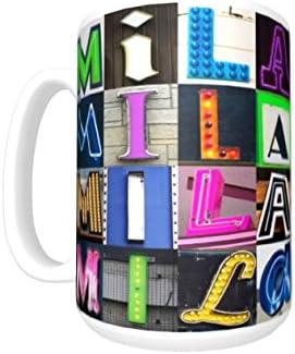 MILA Coffee Mug / Cup - using photos of sign letters - personalized