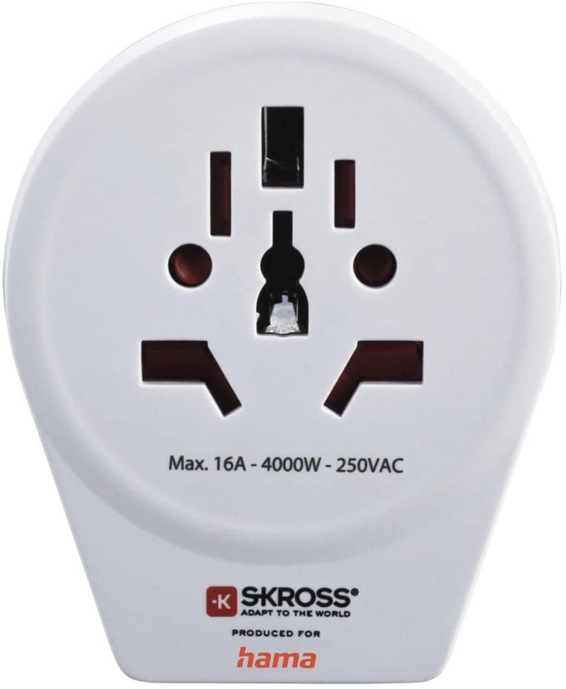 Adattatore da viaggio World to Europe USB per dispositivi a 2 e 3 pin, 1 USB
