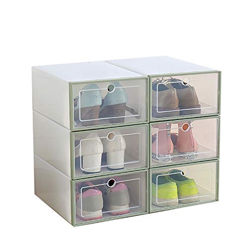 Gelentea 6 cajas de zapatos transparentes con diseño de tirón, de plástico, a prueba de polvo, para el hogar, fácil de desmontar y ahorrar espacio Cover
