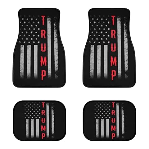 KiuLoam American Grunge Flag Trump Car Floor Mats Front & Rear Liners Set, Universal Fit Auto Carpet Floor Mats Set of 4 for SUV,Vans,Sedans,Trucks, Automotive Floor Mats for Women Men Cover